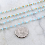 Sterling Silver or Vermeil Dainty Blue Chalcedony Gemstone – Sold by the Foot
