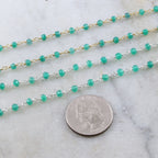 Sterling Silver or Vermeil Dainty Green Onyx Gemstone – Sold by the Foot