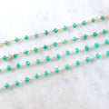 Sterling Silver or Vermeil Dainty Green Onyx Gemstone – Sold by the Foot