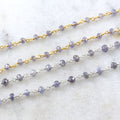 Sterling Silver or Vermeil Dainty Iolite Gemstone Rosary – Sold by the Foot