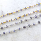 Sterling Silver or Vermeil Dainty Iolite Gemstone Rosary – Sold by the Foot