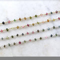 Sterling Silver or Vermeil Dainty Tourmaline Gemstone – Sold by the Foot
