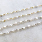 Sterling Silver or Vermeil Dainty Medium Freshwater Pearl – Sold by the Foot