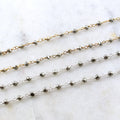 Sterling Silver or Vermeil Dainty Pyrite Rosary Beaded – Sold by the Foot