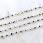 Sterling Silver or Vermeil Dainty Pyrite Rosary Beaded – Sold by the Foot