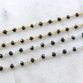 Sterling Silver or Vermeil Dainty Black Spinel Rosary – Sold by the Foot