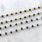 Sterling Silver or Vermeil Dainty Black Spinel Rosary – Sold by the Foot