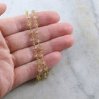 Vermeil Dainty Citrine Quartz Beaded Wire Wrapped Chain – Sold by the Foot