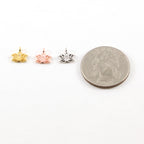 8mmx8mm Sterling Silver or Vermeil Tiny Small Lotus Silhouette Charm Sideways