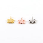 8mmx8mm Sterling Silver or Vermeil Tiny Small Lotus Silhouette Charm Sideways