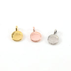 Sterling Silver or Vermeil Tiny Mini Round Om Ohm Stamped Embossed Charm