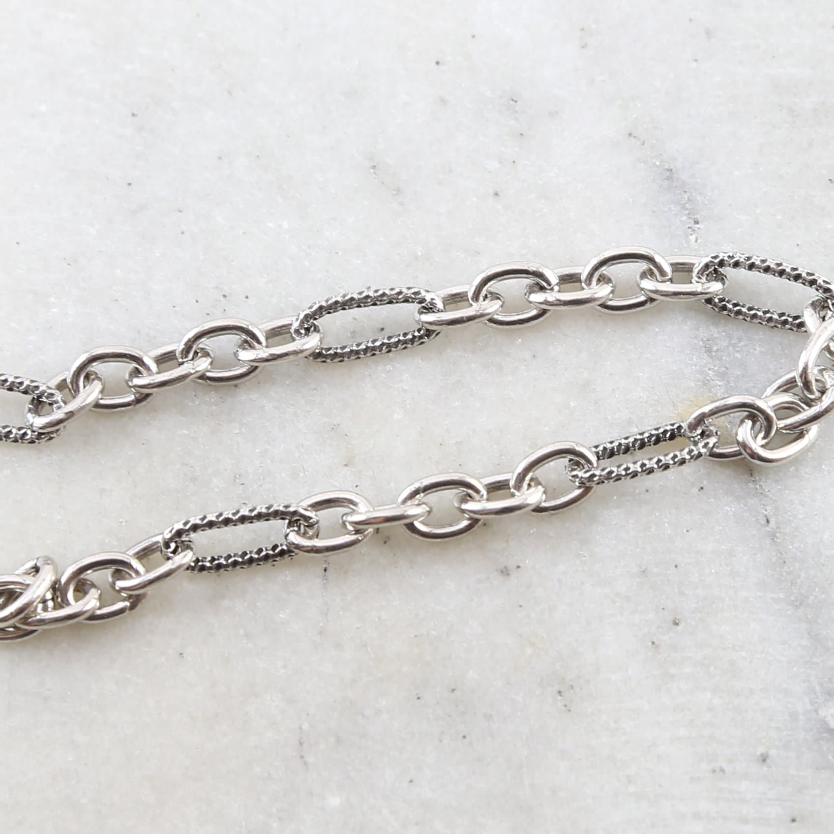 Sterling Silver Solid Thick Textured Hammered Oval Link – Sold by the Foot