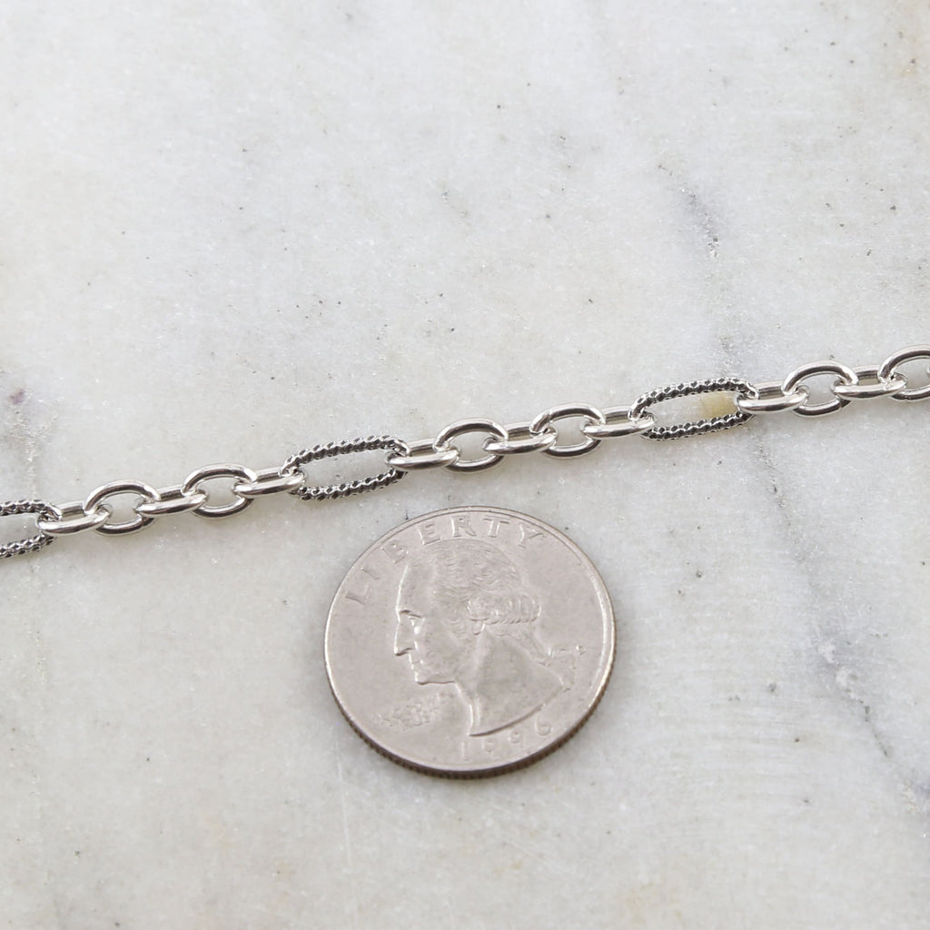 Sterling Silver Solid Thick Textured Hammered Oval Link – Sold by the Foot