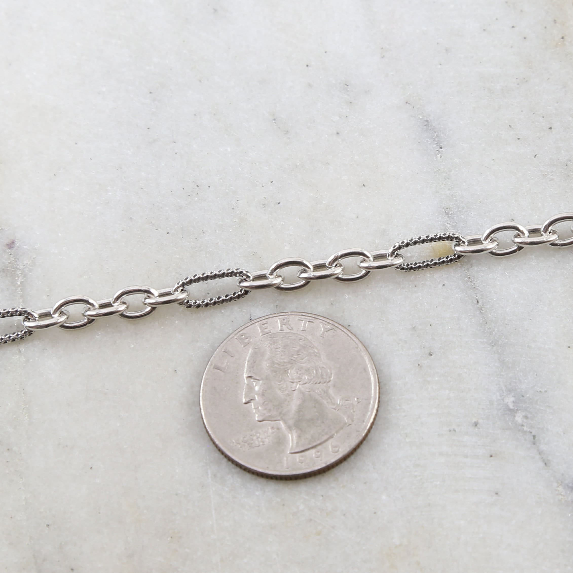 Sterling Silver Solid Thick Textured Hammered Oval Link – Sold by the Foot