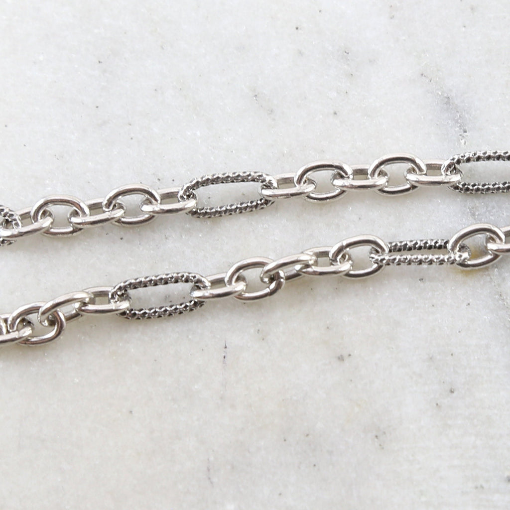 Sterling Silver Solid Thick Textured Hammered Oval Link – Sold by the Foot