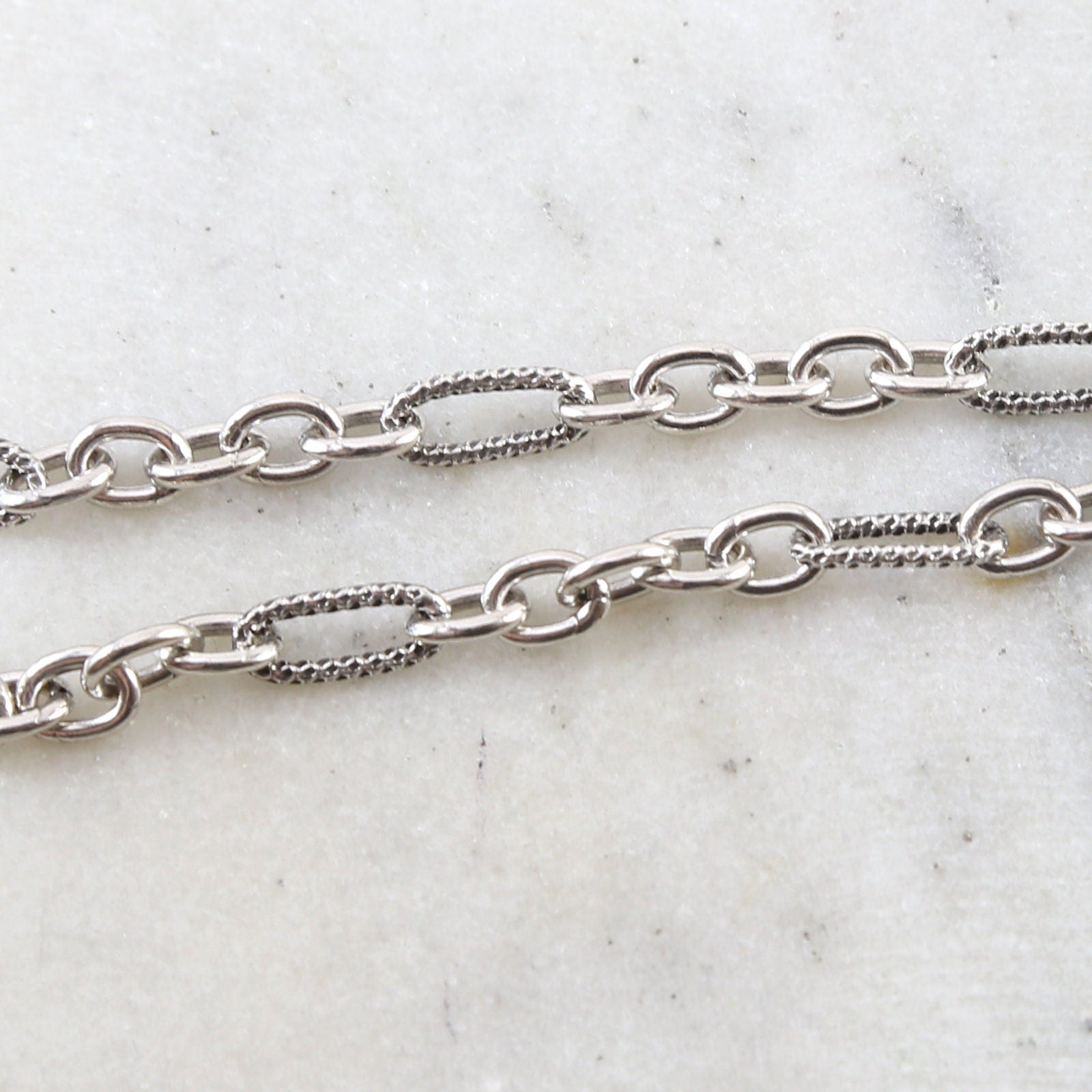 Sterling Silver Solid Thick Textured Hammered Oval Link – Sold by the Foot