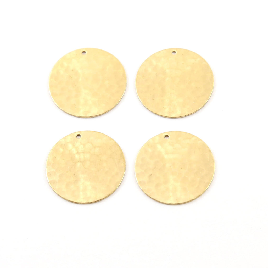Brass 22mm Hammered Textured Coin Circle Round Charm Stamping (4pc)