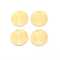 Brass 22mm Hammered Textured Coin Circle Round Charm Stamping (4pc)