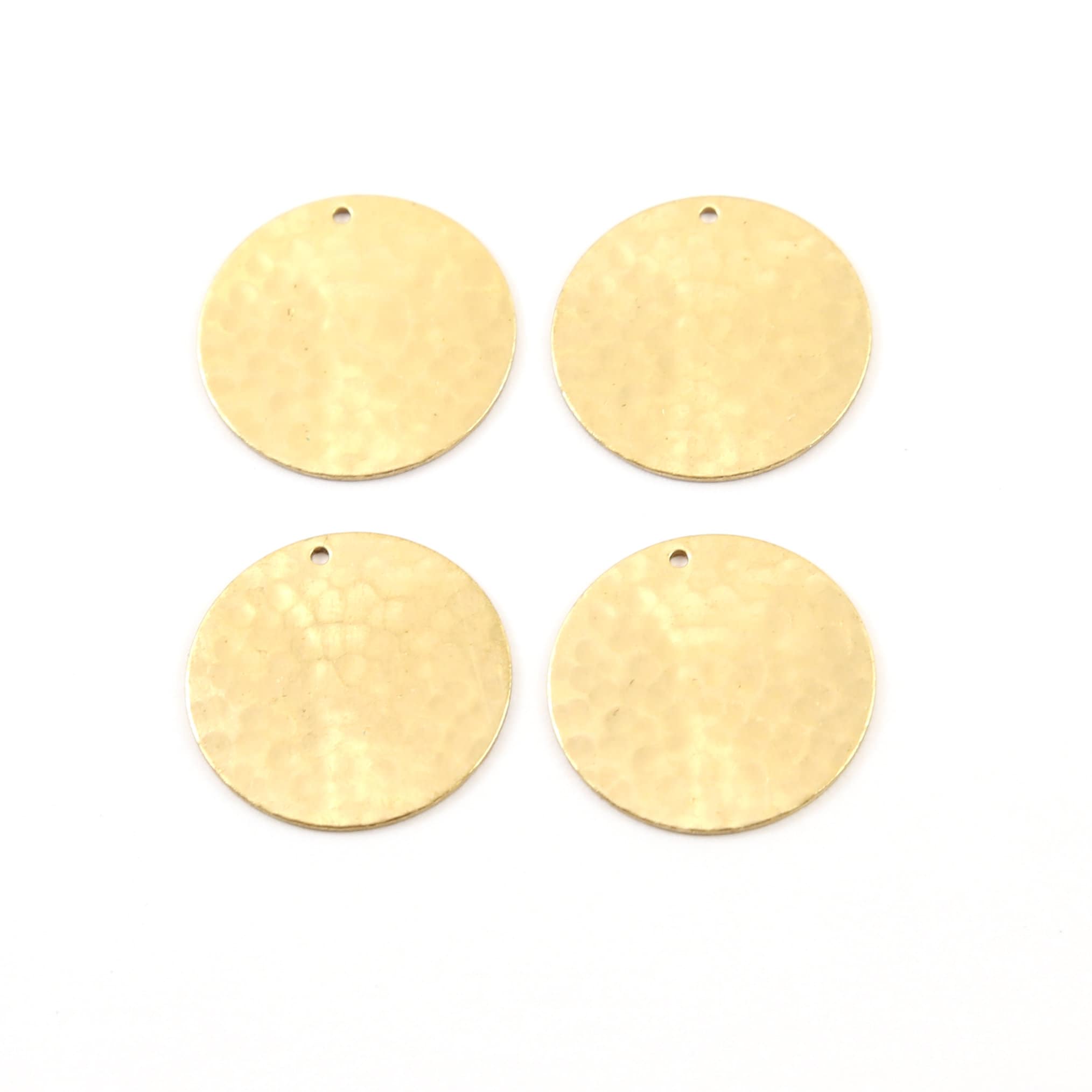 Brass 22mm Hammered Textured Coin Circle Round Charm Stamping (4pc)