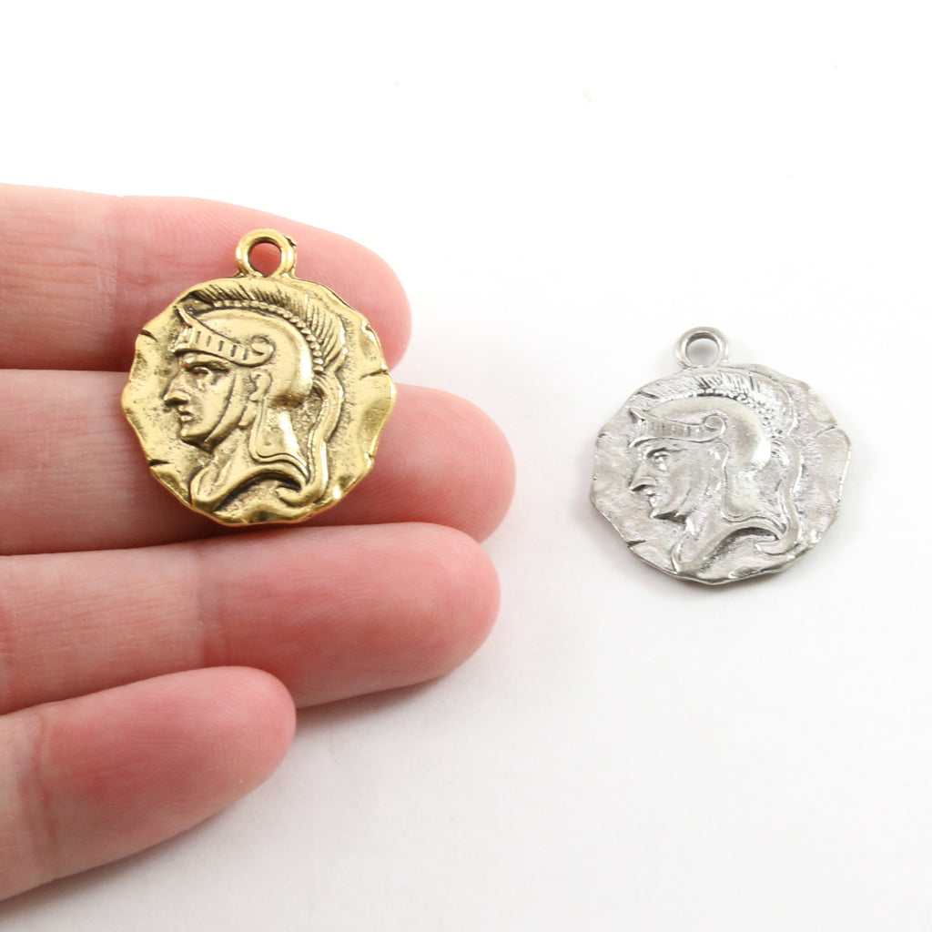 25mmx21mm Pewter Detailed Raised Roman Gladiator Coin Round Circle