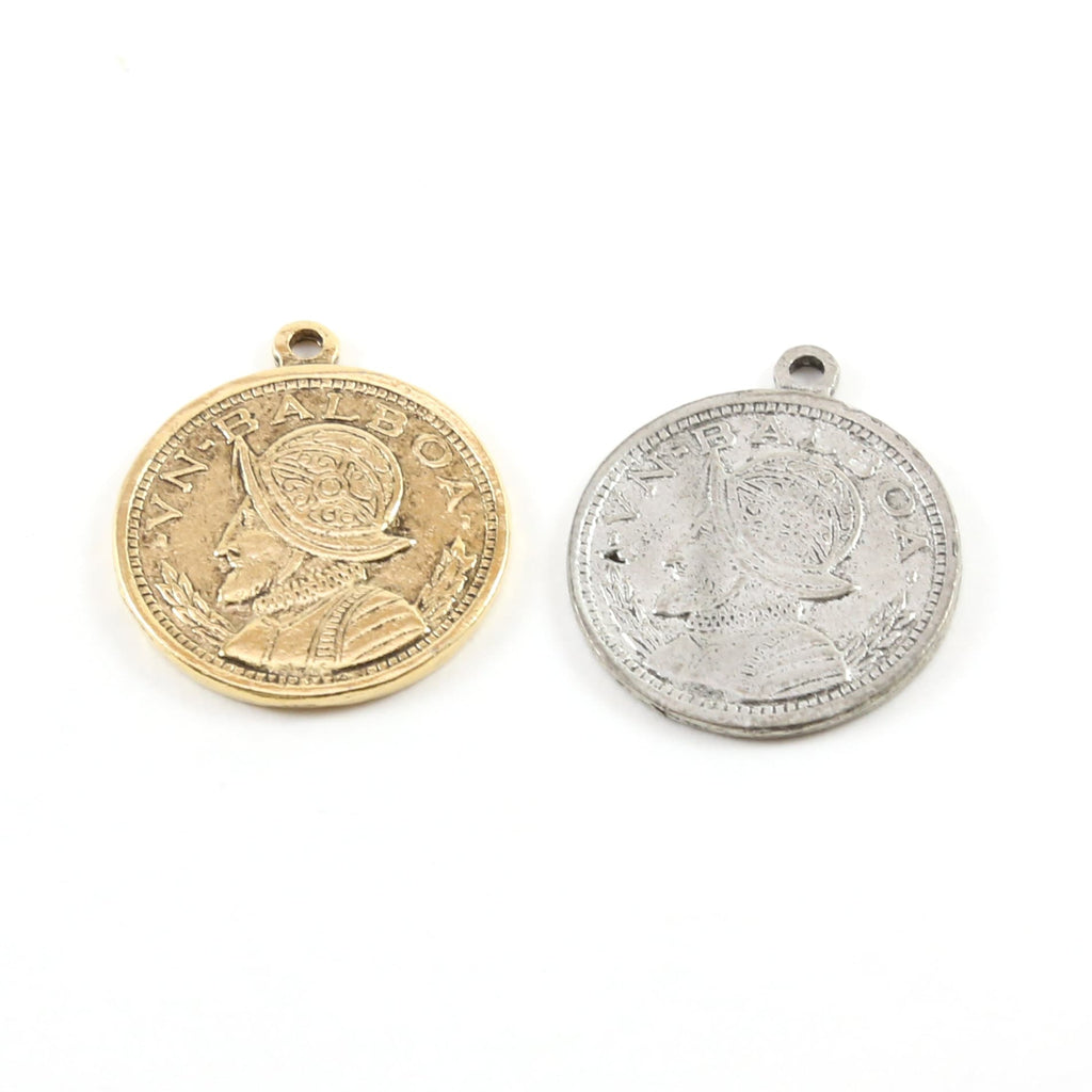 25mmx22mm Pewter Detailed VN Balboa Spanish Panama Explorer Coin Double