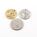 22mmx22mm Pewter Ancient Greek Coin Symbol Double Sided Sculpture