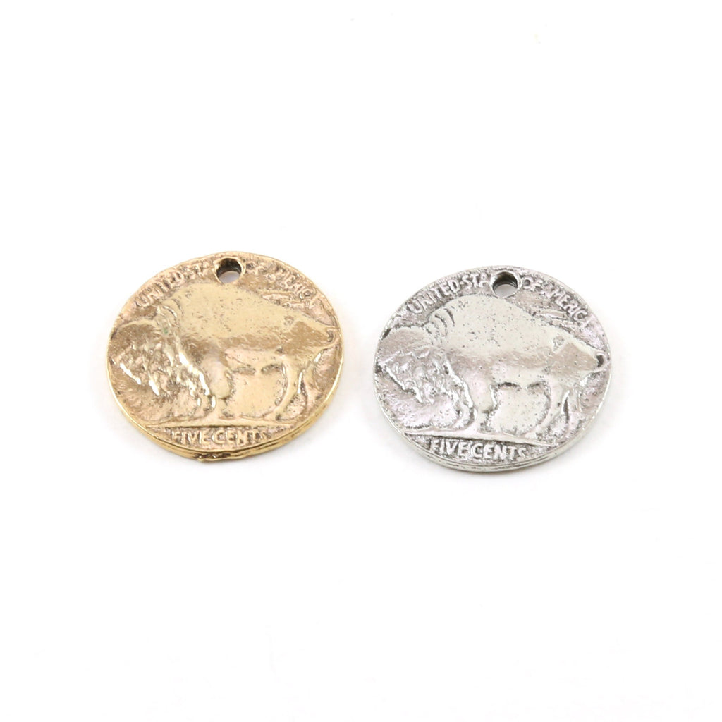 20mmx20mm Pewter United States Round Buffalo Five Cents Coin Charm