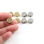 9mm Pewter Tiny Small Ancient Greek Coin Symbol Double Sided Bead (4pc)