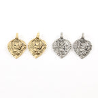 Pewter Ancient Greek Angel Muse with Instrument Symbol Amulet (2pc)