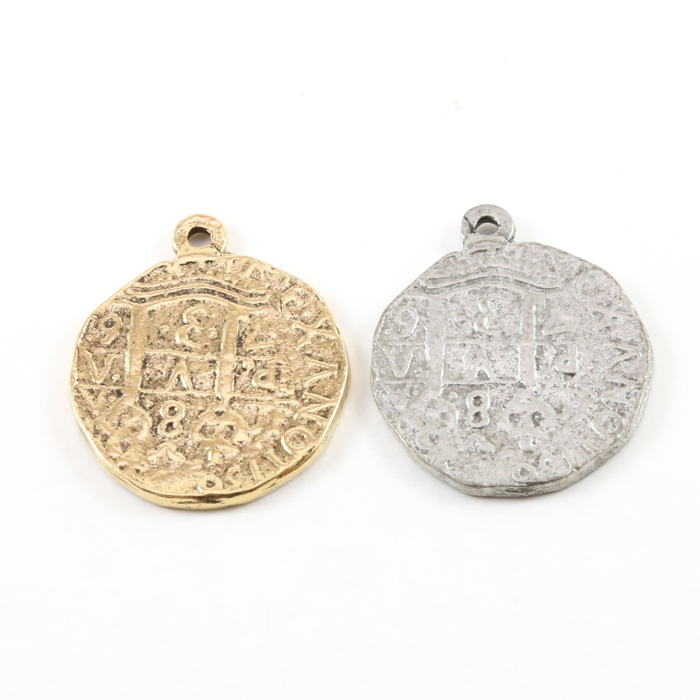 35mmx28mm Pewter Ancient Extra Large Cross Circle Cross Coin Charm