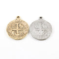 35mmx28mm Pewter Ancient Extra Large Cross Circle Cross Coin Charm
