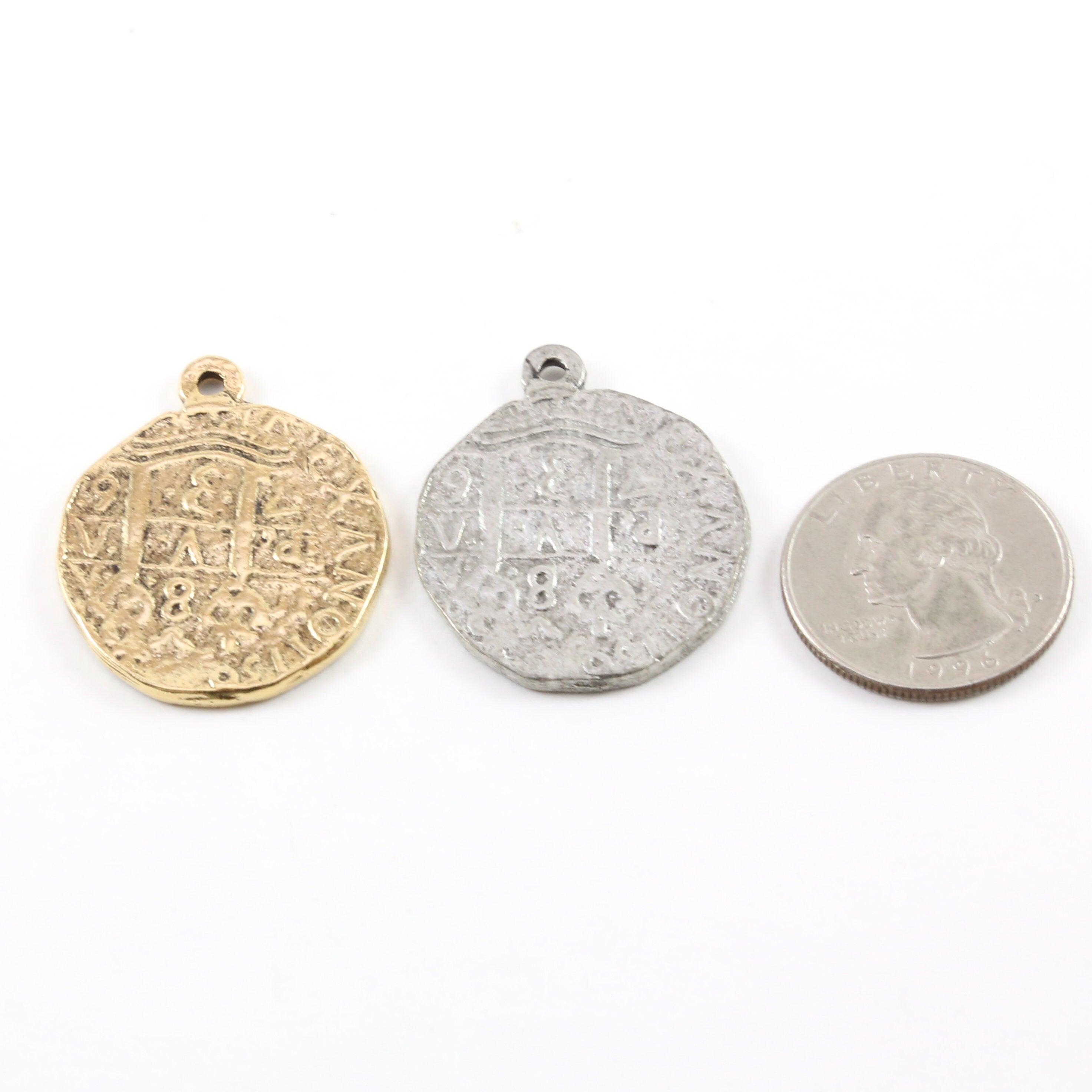 35mmx28mm Pewter Ancient Extra Large Cross Circle Cross Coin Charm