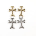 25mmx15mm Pewter Dotted Edges Cross Charm with Flower Daisy Center (2pc)