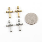 23mmx13mm Pewter Rope Design Cross Charm Pendant Religious Spiritual (2pc)