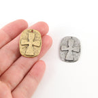 25mmx19mm Pewter Raised Cross Charm Pendant Dog Tag Religious Spiritual