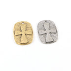 25mmx19mm Pewter Raised Cross Charm Pendant Dog Tag Religious Spiritual