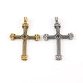 Pewter Ornate Lined Cross Charm Pendant Religious Spiritual