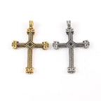 Pewter Ornate Lined Cross Charm Pendant Religious Spiritual