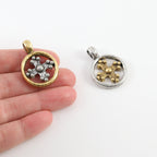 Pewter Silver and Gold Medieval Cross Coin Ring Charm Pendant