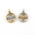 Pewter Silver and Gold Medieval Cross Coin Ring Charm Pendant