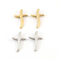 Pewter Curve Swirl Cross Bead Charm with Hiding Bail Pendant (2pc)