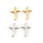 Pewter Curve Swirl Cross Bead Charm with Hiding Bail Pendant (2pc)