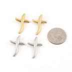 Pewter Curve Swirl Cross Bead Charm with Hiding Bail Pendant (2pc)