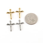 Pewter Dainty Crucifix Cross Charm Pendant Religious Spiritual (2pc)