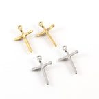 Pewter Dainty Crucifix Cross Charm Pendant Religious Spiritual (2pc)