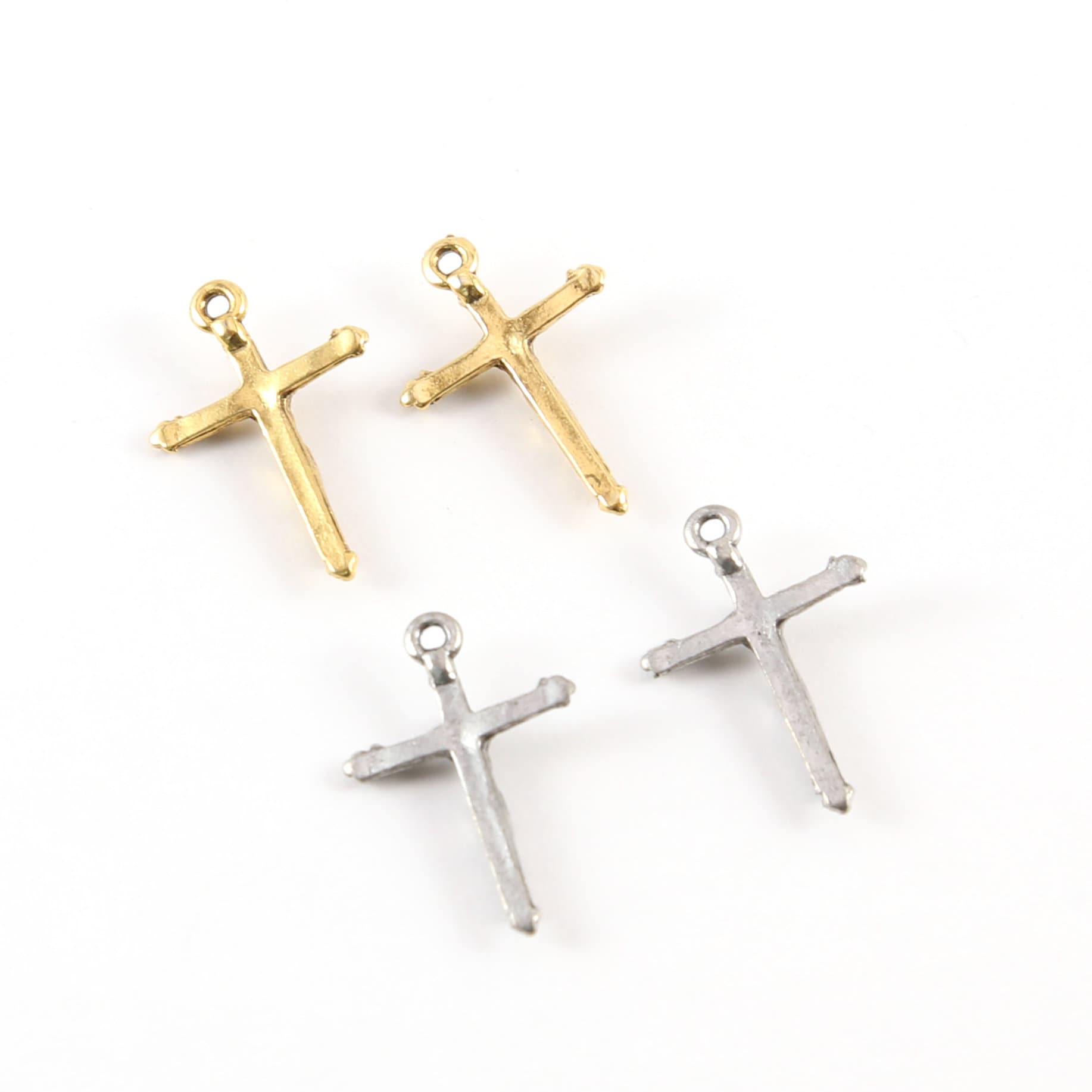Pewter Dainty Crucifix Cross Charm Pendant Religious Spiritual (2pc)
