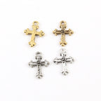 Pewter Mini Tiny Small Fleur De Lis Cross Charm Pendant (2pc)