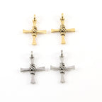 Pewter Rope Twisted Wire Detailing Center Cross Charm Pendant (2pc)