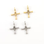 Pewter Rope Twisted Wire Detailing Center Cross Charm Pendant (2pc)