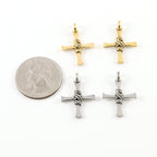 Pewter Rope Twisted Wire Detailing Center Cross Charm Pendant (2pc)